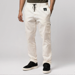White 6 Pocket Cargo Pant with luxury style